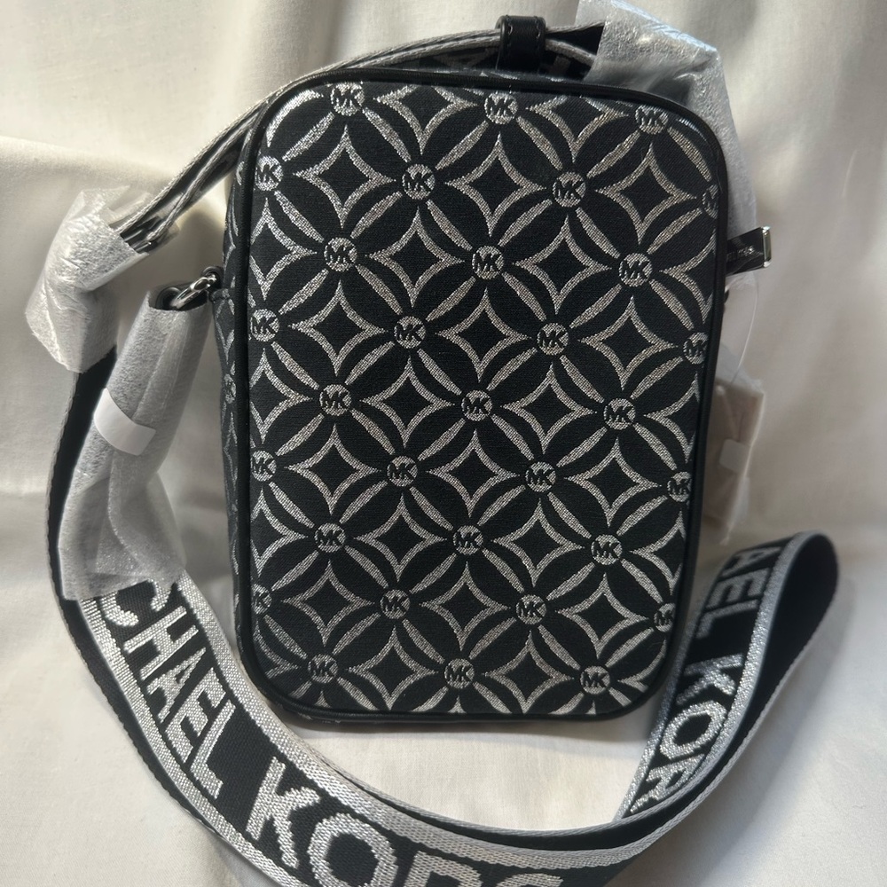 Michael Kors Black and Silver Cross Body Bag - Picture 2 of 6